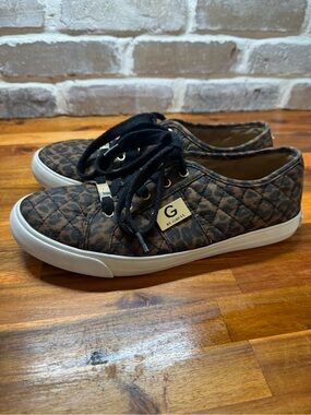 G by Guess Quilted Leopard-Print Lace-Up Sneakers - Brown/Black